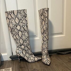Thalia Sodi Snakeskin Heeled Boots